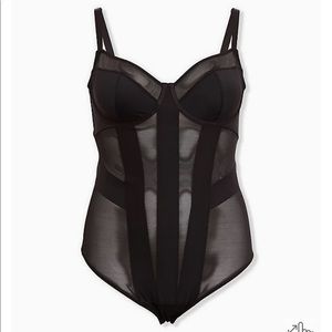 Black mesh strappy bodysuit